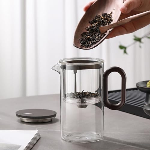 Olla de té de cristal con imán y elegante mango de madera de alta resistencia 7