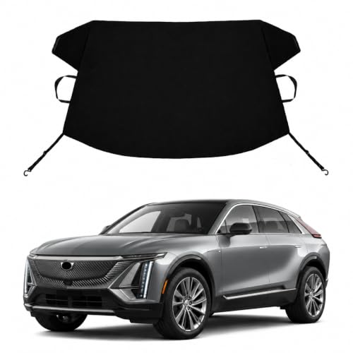 Image of Lyriq Electric Custom Windshield Cover for Ice and Snow Ca-di-llac Lyriq Electric Heavy Duty 600D Oxford Fabric Windshield Protector Fit Waterproof Frost Snow Cover Winter Car Accessories