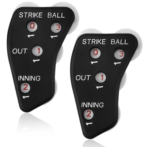 TOYMIS 2pcs Baseball Umpire Clicker 4 Wheel Umpire Indicator Baseball Pitch Counter Clicker for Accurately Recording Strike Balls Outs and Innings Balls for Softball Coach (Black)