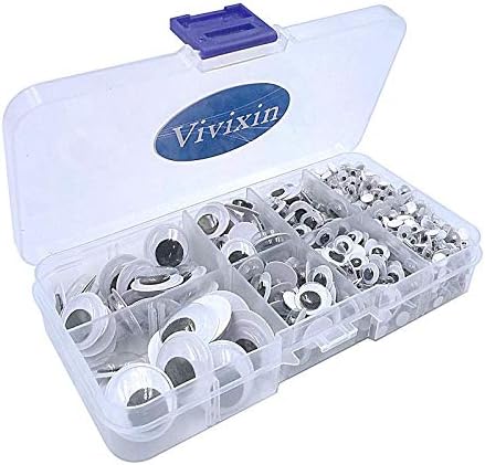 Vivixin 730pcs Self Adhesive Wiggle Googly Eyes, Black Plastic Googly Eye for Crafts, Wobbly Googly Eyes, Large and Small Assorted Sizes Sticker Eyes for DIY
