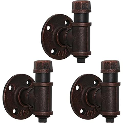 HOEMLIM Pipe Towel Robe Hooks Holder Rustic Industrial Wall Hooks for Hanging Farmhouse Coat Hook Rack Vintage Heavy Duty Clothes Hat Hanger(Red Bronze,3 Pack) Cover