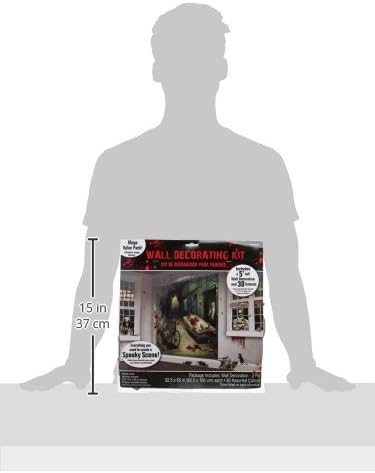 amscan 670357 Asylum Scene Setters | Mega Value | Halloween Wall Decorating Kit 65 x 32 1/2 2 pc, Multicolor