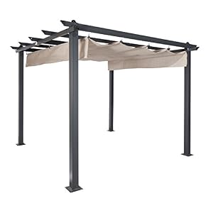 Coolaroo Aurora Pergola, Backyard or Patio Shade Pergola, Light Filtering 90% UV Block, 9'10" x 9'10", Smoke Coolaroo Aurora Pergola Backyard or Patio Shade Pergola Light Filtering 90 UV Block 910 x 910 Smoke