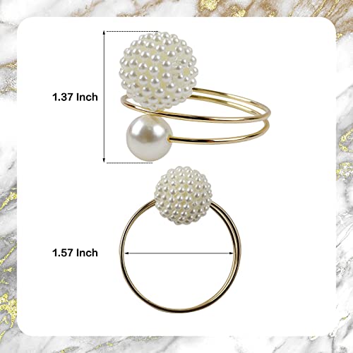Lonmtos Pearls Spherical Napkin Ring For Party, Holiday, Wedding Table Decoration (12 Sets) #TOP2