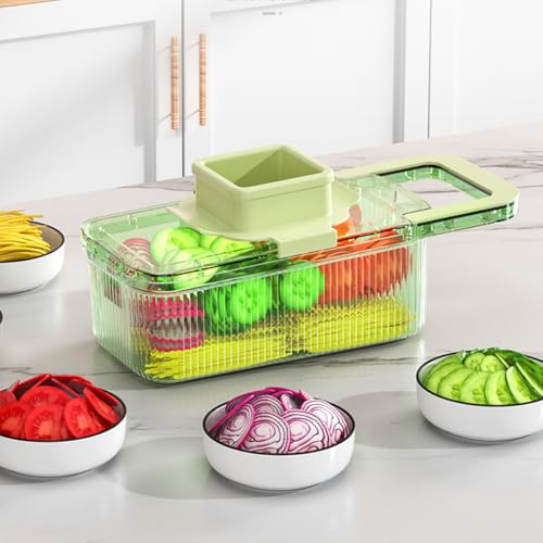 Mandoline Slicer for Kitchen Vegetable Slicer with Container Round Veggie Slicer for Potatoes Cucumbers Radishes Onions etc