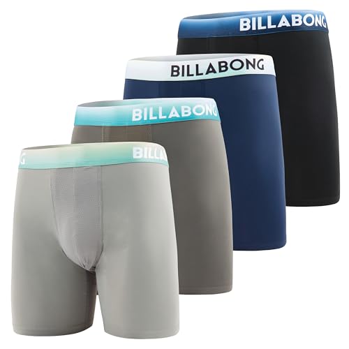 Billabong Mens Boxer Briefs 4 Pack Long Leg Performance Compression Shorts Mens Underwear...