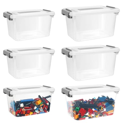 RAIN QUEEN おもちゃ収納 レゴ用 収納ボックス トミカ 収納 ブロック収納 おもちゃ箱 積み木 レゴ収納ボックス 収納カゴ 蓋付き 6個セット コンテナボックス 玩具収納 積み重ね 透明