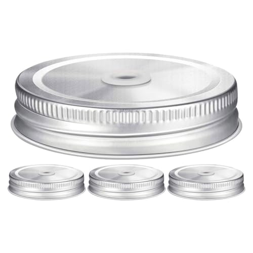 Image of LABRIMP Stainless Steel Mason Jar Lids with Straw Hole Wide Mouth Airtight Sealing Lid for Canning Jars Kitchen Decor and Beverage Use 2.75 Inch