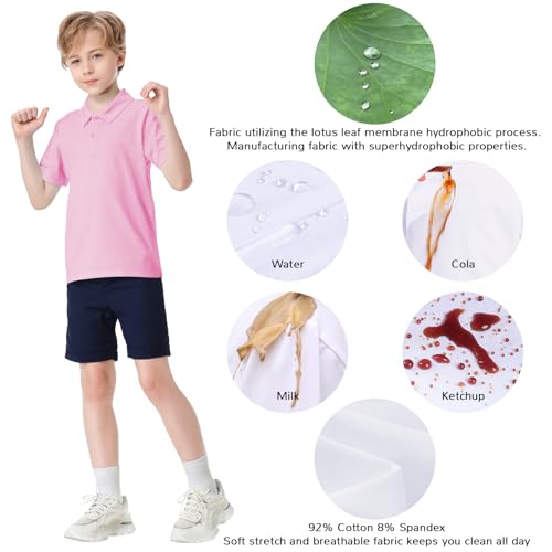 Image of Dreammonkey Toddler to Youth Stain Resistant Polo Shirts Kids Collared Golf T-Shirt School Uniform for Boys and Girls