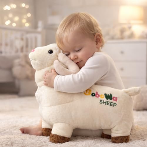 Image of Soft Sheep Plush Toy 45 cm | Cute Stuffed Animal for Kids | Ultra Soft Fabric | PP Cotton Filled | Baby Safe Soft Toy | Birthday Gift for Boys & Girls | Room Decor