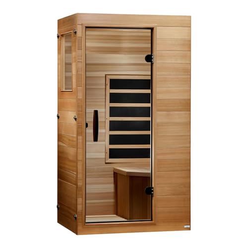 DYNAMIC SAUNAS Elite 1 Person Compact Ultra Low EMF FAR Infrared Sauna with Red Light Therapy &...