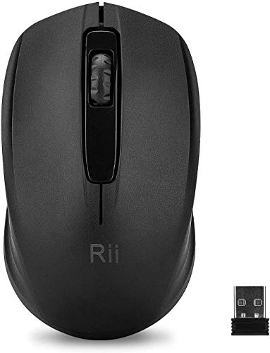 Image of Rii Wireless Mouse,2.4G Portable Computer Mice for PC, Laptop, Windows,Office Included Wireless USB dongle (Black+Pink)