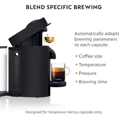 Image of Nespresso 072-08-0259 VertuoPlus Coffee and Espresso Machine by DeLonghi Matte Black (Renewed)