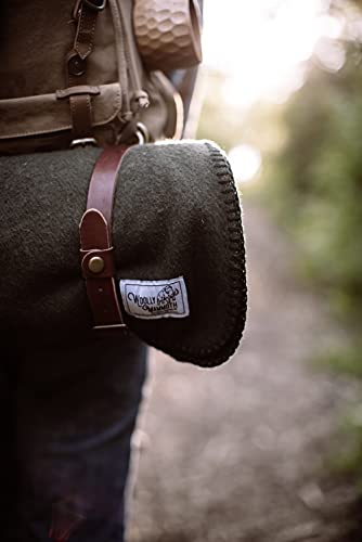 Woolly Mammoth Merino Wool Blanket - Large 66" X 90", 4Lbs Camp Blanket | Throw For The Cabin, Cold Weather, Emergency, Dog Camping Gear, Hiking, Survival, Army, Outside, Outdoors – Hunter Green #TOP6