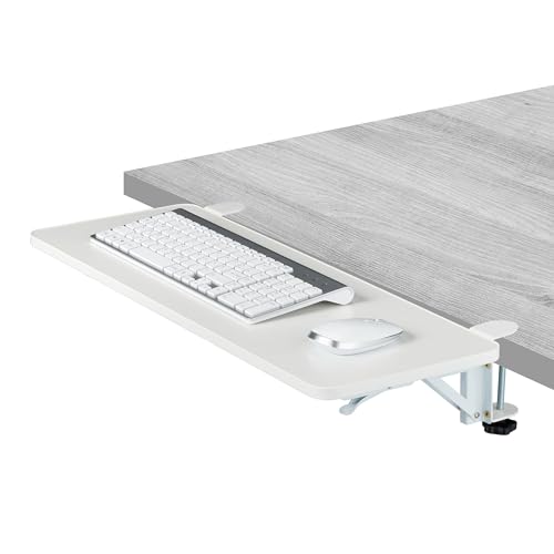 Relaxdays Supporto Tastiera Scrivania, Prolunga Pieghevole sotto PC, 65x24 cm, Estensione Tavolo, Piano Mouse, Bianco, 10% Acciaio 85% Fibra 5% Schiuma, 65 x 24 cm