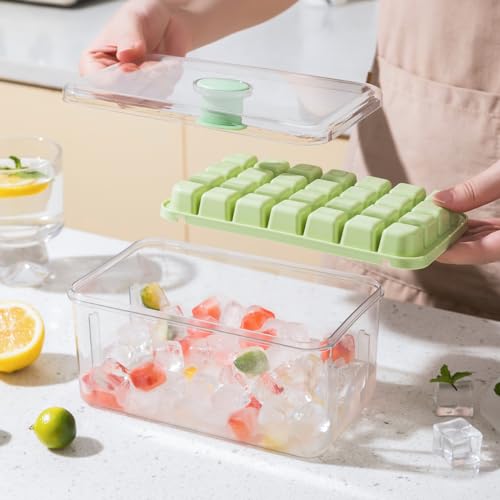 Bandejas para cubitos de hielo con tapa y contenedor, 56 piezas miniatura 4