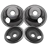 WB31M19 and WB31M20 GE Drip Pans for Electric Stove, 10% Energy Save by Enamel Spraying Prevent Bending and Rust -Includes a Set of 4 Black Stove Drip Pans(2 * 6+2 * 8)