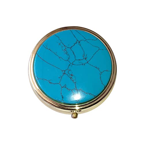 Boîte à pilules compacte Howlite bleue petit pilulier de poche pour comprimés - 2