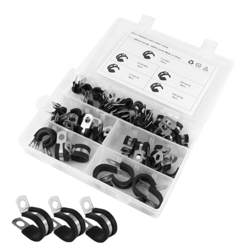 KALLORY Rubber Cushion Pipe Clamps 42 Pcs Stainless Steel Clamp Set for Pvc Pipe