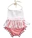 Baby Girls Halter Backless Splice Tassels Pompom Romper Sunsuit Clothes