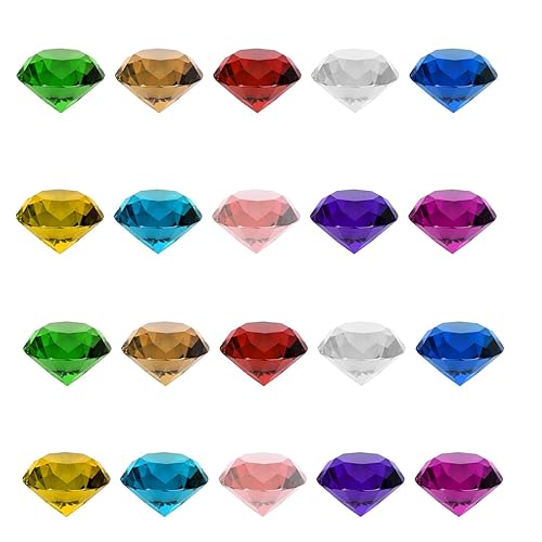 LMOGWL 100pcs de Juguetes de Diamantes de Plástico, Piedras Acrílicas Multicolores para Decoración de Mesa de Boda, Fiesta de Cumpleaños, Búsqueda del Tesoro Pirata, Juego de Hágalo Usted Mismo (19mm)