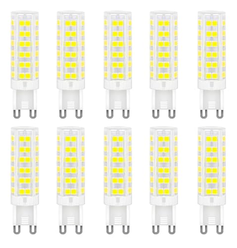 Bombillas LED G9 9W Foco LED G9 Equivalente 80W (CRI) 80 Sin parpadeo 3000K-6000K Ahorro de energía Para uso en interiores hogar y oficina No regulable(Cool White 6000K)