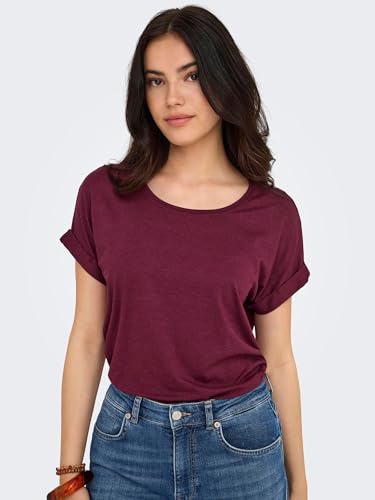 ONLY Damen ONLMOSTER 4 Pack S/S TOP JRS, Kurzarm T-Shirt, Burgundy,XL