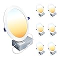 Ensenior 6 Pack 7 Inch LED Recessed Ceiling Light, Dimmable, 2700K-5000K 5CCT, 1300LM 15W 120V, High Brightness Canless Wafer Downlight - ETL&FCC&IC