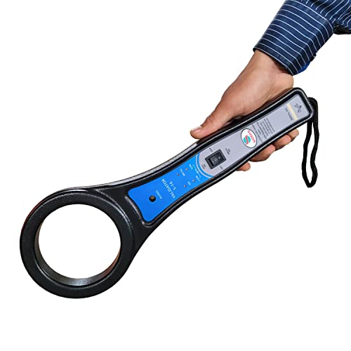 Image of Hand Held Metal Detector Model Validator S-16 (Black-Blue) with LED Indication and Variable Audio for Malls, Airports, Hotels, Railway Stations, Banks