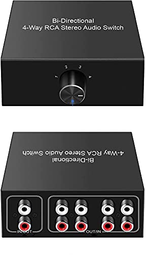 Selector de audio RCA de 4 canales estéreo bidireccional con aislamiento de ruido pasivo