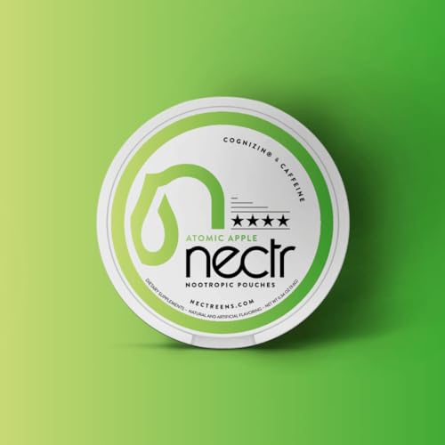 Image of Nectr Energy Nootropic Pouches - Atomic Apple Flavored, Caffeine Pouches with Cognizin Citicoline. Sugar-Free Brain Treats. Smooth, Sustained Focus & Energy Supplement - 1 Puck of 16pcs