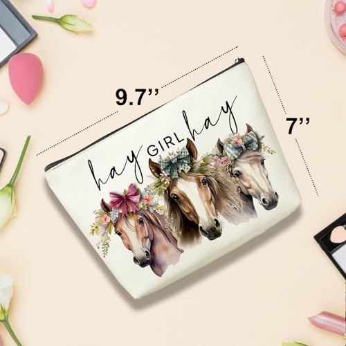 Cute Western Horse Makeup Bag Horse Gifts for Girls Women Horse Print Stuff Merch for Horse Lovers Funny Christmas Birthday Gifts for Teens Best Friend BFF Coworker Sister Hay Girl Cosmeticcase4