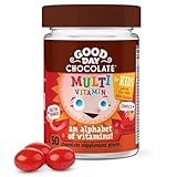 Good Day Chocolate Complete Multivitamin for Kids, Daily Supplement of Vitamins A, B6, B12, C, D, E, Folate and Biotin, Fair Trade and Non-GMO Chocolate, 50 Pieces