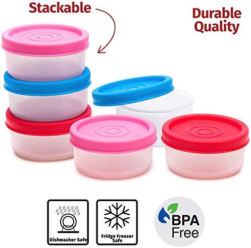 Small Food Containers With Lids  6 Pack Of Mini Food Storage Pots Leak Proof Snack Pots Condiment Cups  Stackable Reusable BPA Free Plastic Dishwasher Safe  Portable Lunchbox Baby Food Portion Pots