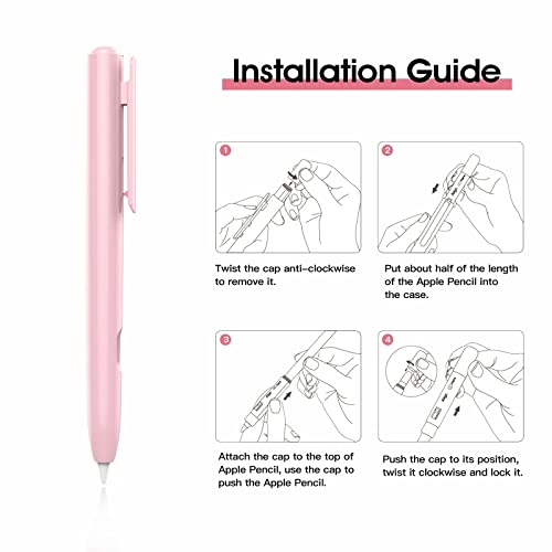 TiMOVO Funda Compatible con Apple Pencil 2ª Generación, Funda Protectora Retráctil con Clip Incorporado y Doble Toque Admitido para Apple Pencil 2ª Generación, Rosa Claro