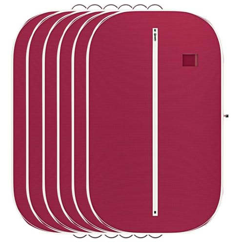 Image of Non Woven Blazer Cover with Zip | Hanging Coat Bags for Jacket, Saree, Shirt, Garments Clothes | Unisex Dress Wardrobe Organizer Folding Suit Covers, Maroon | Pack of 6