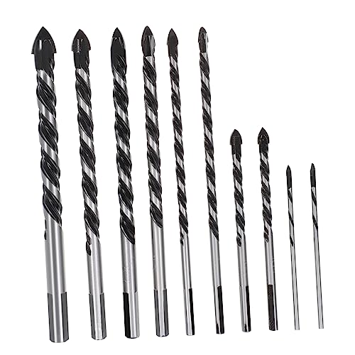 Balacoo 10pcs Drill Bit Set Carbide Drill Bits for Materials: Concrete Tile Brick Glass Plastic