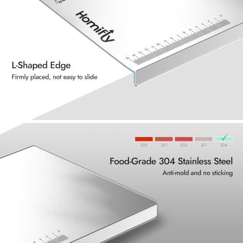 Image of HOMIFLY 304 Stainless Steel Chopping Board for Kitchen /Countertop Non-Slip Cutting Board /Food-Grade & Double-Sided Kitchen Chopper for Vegetable, Fruit, Bread, Meat & Kneading Dough (Small)