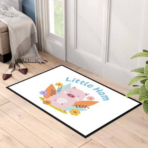 Paillasson blanc avec dessin de cochon mignon tapis d'entrée original 75x50cm