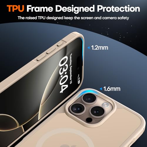 Image of TAURI TPU+PC For iPhone 16 Pro Case 6.3 inch, Compatible With Magsafe, Military-Grade Protection, [Anti-Yellowing] Shockproof Case Transparent Back Magnetic Phone Cover-Darkgold
