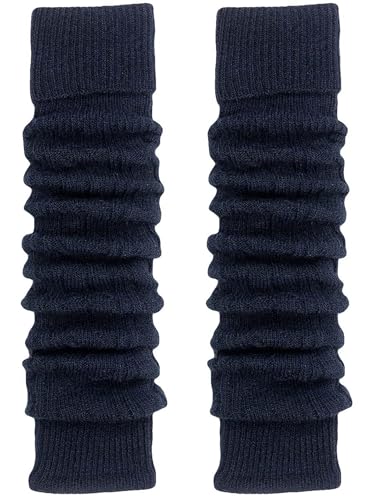 TODO Warme Stulpen Damen mit Wolle OVER KNEE - Weich, Beinstulpen Lang. Beinwärmen für Winter Wolle Stulpen Damen (Marineblau)