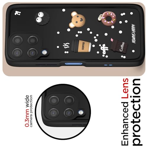 Image of Compatible for Samsung Galaxy M32 4G Cute Fun 3D Ball Cartoon Coffee Liquid Silicone Soft Case Phone Case Back Cover for Samsung Galaxy M32 4G (Black)