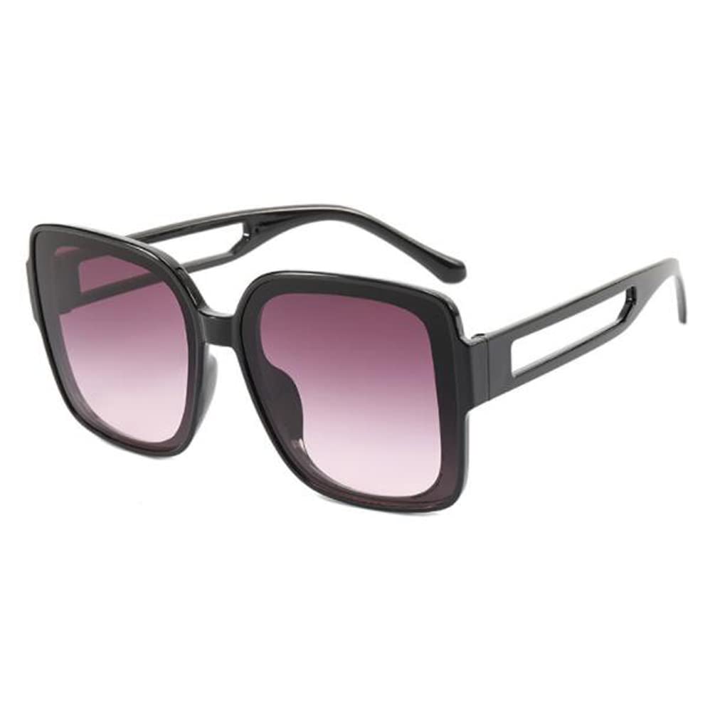 Large Square Frame Sunglasses Female Personality Hollow Temple Sunglasses Male Shade Sunglasses Bright Black Pink Gray