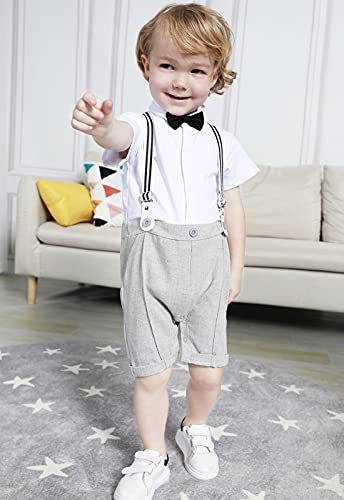 Image of A&J DESIGN 4pcs Baby Boys Suit, Gentleman Outfits 3 Months - 18 Months, Romper & Vest & Berets Hat & Bow Tie