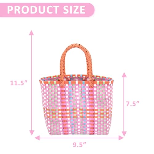 Bolso tejido de paja para mujer, bolsa cuadrada de playa miniatura 4