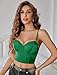 Avidlove Bustier Tops for Women V Neck Lace Bralettes Corset with Underwired Sexy Concert Crop Top Green