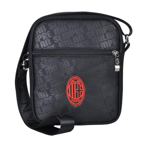 STAMPATO NERO RICAMO ROSSO BORSELLO GRANDE STAMPATO NERO RICAMO ROSSO 100% PL MILAN