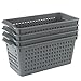 Doryh Plastic Baskets for Organizing, Grey, Set of 4