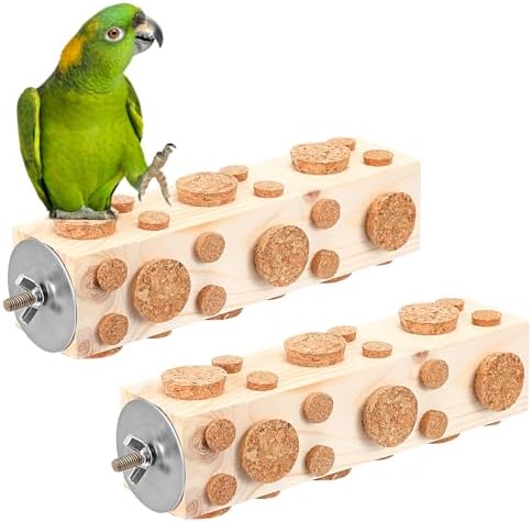 Large Parrot Foraging Toys That Will Surprise Your Feathered Friend 7 Skyygemm 2 Pieces Bird Chew Toy Wooden Foraging Toys for Birds Parrot Cork Stopper Toys Woodpecker Feeding Toy for Macaws, Small Parakeets, Conures, Budgies, Finches Conure Cockatiel