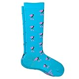Lily Trotters Athletic Compression Socks, Knee High Support, 15-20mmHG, Flock-on-Sock, Blue, L/XL